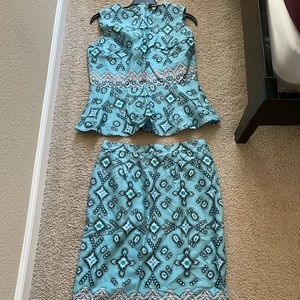 Batik blue top and skirt set